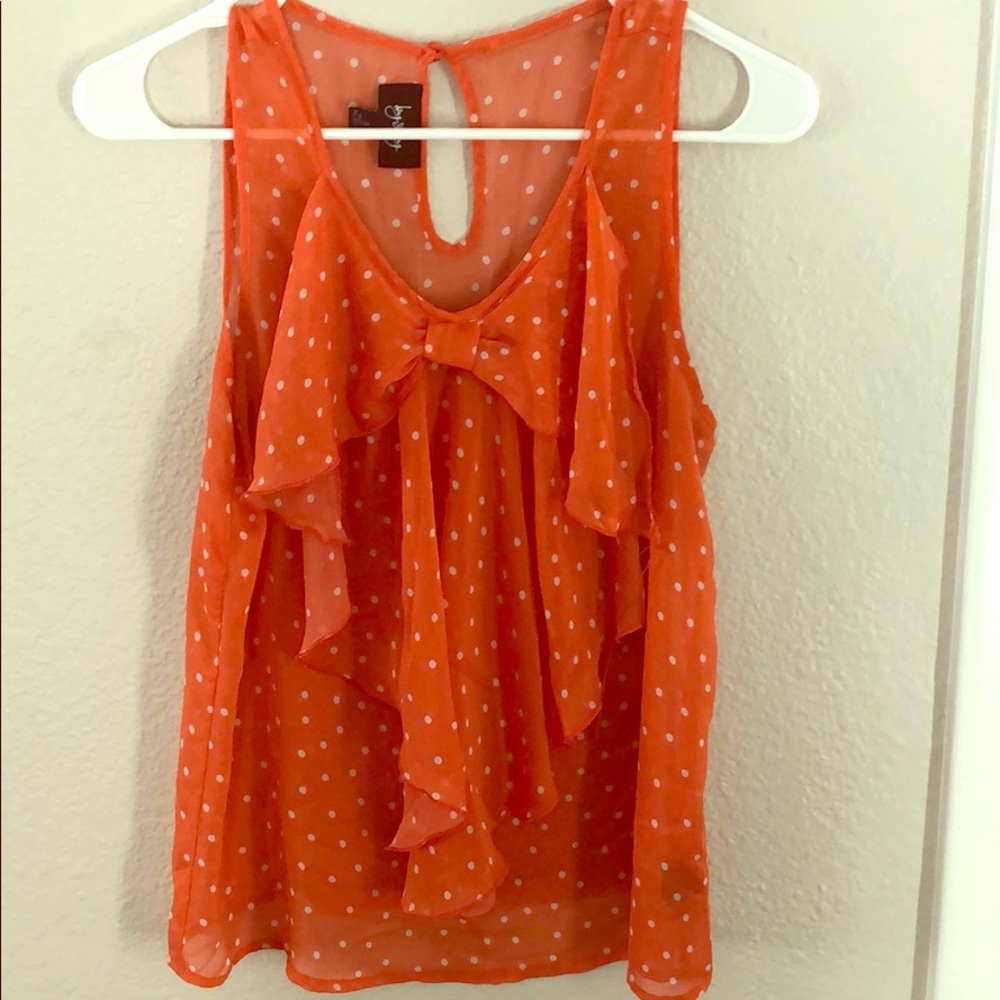Small See-Through Polka Dot Tank Top with Bow